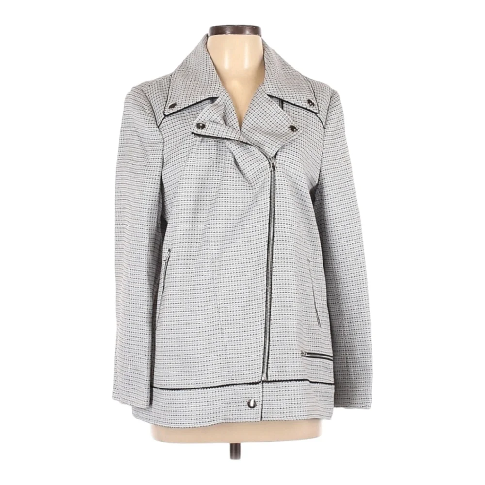 NWT Badgley Mischka Tweed Moto Jacket Grey Multi Large - Picture 3 of 15